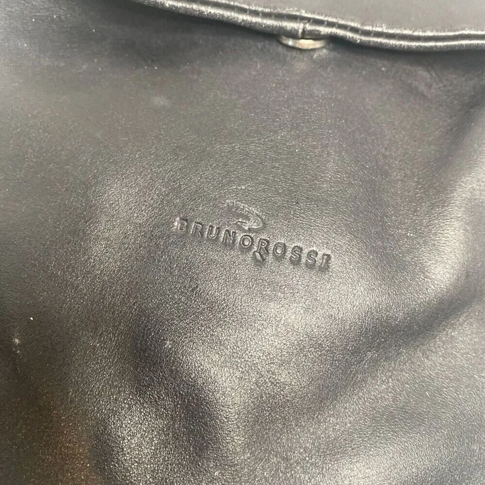 Bruno Rossi Black Italian Leather Crossbody Bag | 7x9x6” | Made in Italy | EUC